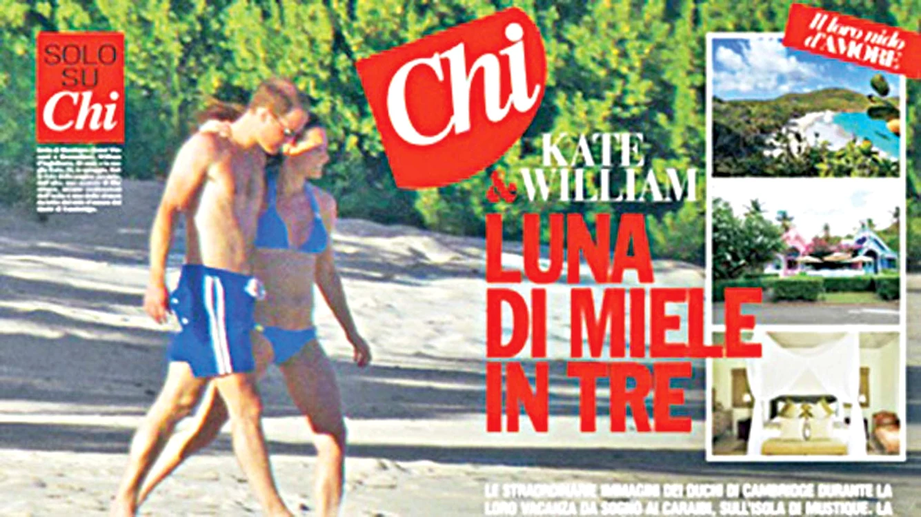 Pe coperta revistei  italiene „Chi” cei doi  apar plimbându-se pe  plajă şi îmbrăţişându-se