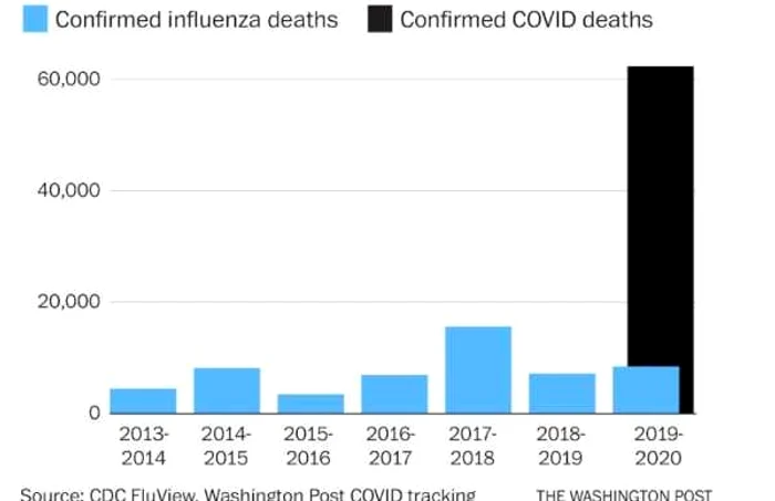 Grafic mortalitate gripa - covid 19