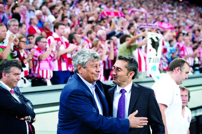 Lucescu, alături de Valverde, antrenorul lui Athletic. În tur, la Bilbao, scorul a fost egal, 0-0. FOTO: AP