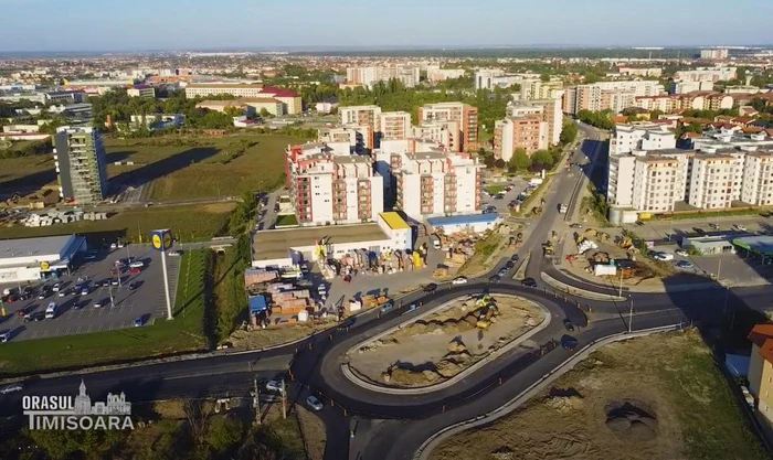 Sensul giratoriu de pe Calea Torontalului FOTO Oraşul Timişoara