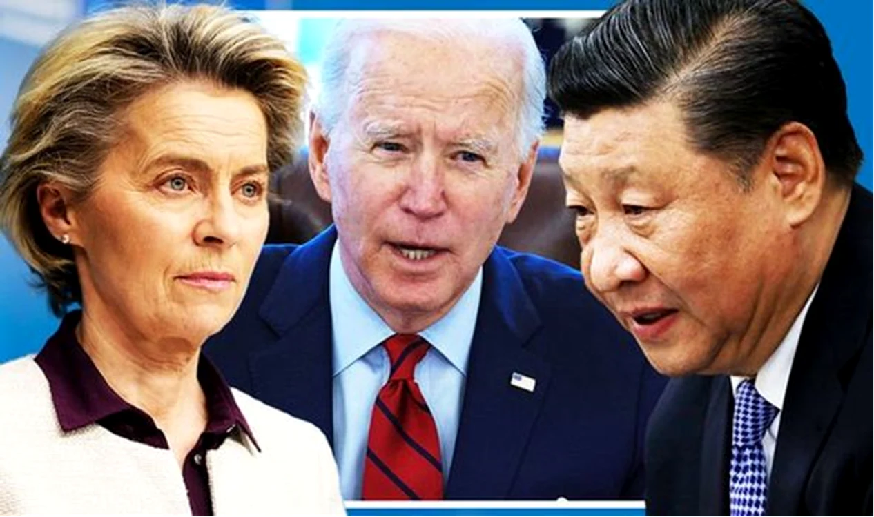 Președinta CE, Ursula von der Leyen, Președintele SUA, Joe Biden și Președintele Chinei, Xi Jinping