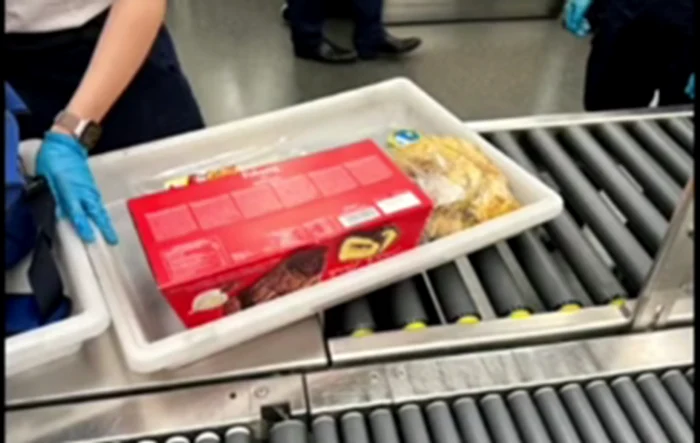 Sarmalele înghețate sunt verificate de securitatea aeroportului FOTO captură video Tik Tok