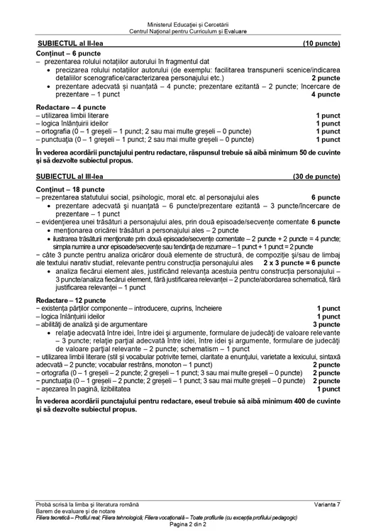 Barem subiecte profil real