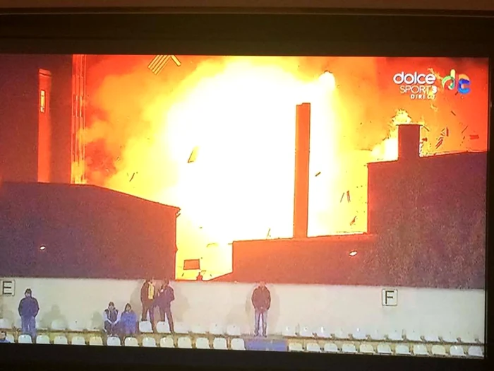 Explozia de la fabrica de pâine din timpul unui meci de fotbal FOTO Telekom Sport