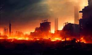 Zona de razboi - oras in flacari - imagine apocaliptica - dezastru nuclear FOTO Shutterstock 