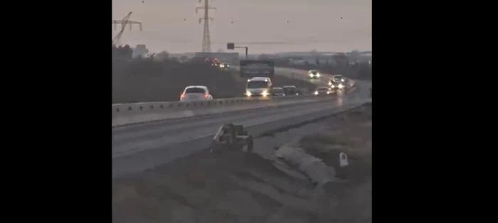 A intrat pe contrasens pe centura de nord a Timișoarei Foto: Captură video Sursa de Vest