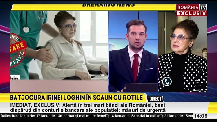 Reclama falsă cu Irina Loghin / foto: captură România TV