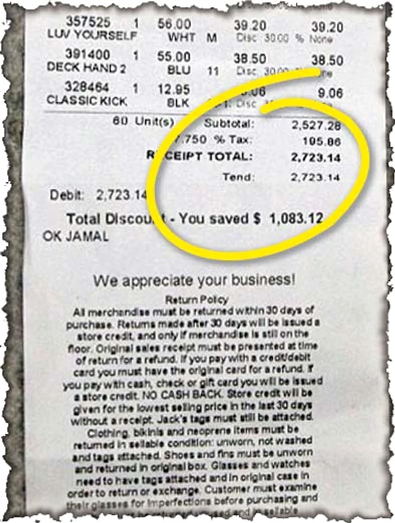 Iată bonul primit după ce a achitat: 2.723 de dolari
