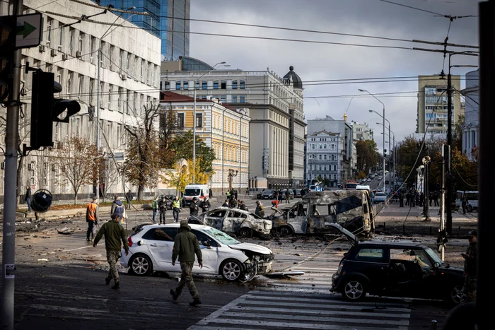 Imagine din Kievul atacat cu rachete FOTO Getty Images 