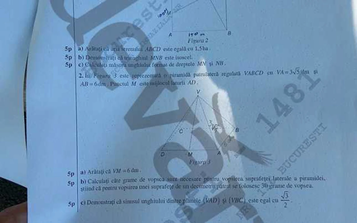 subiecte matematica evaluare nationala 2015
