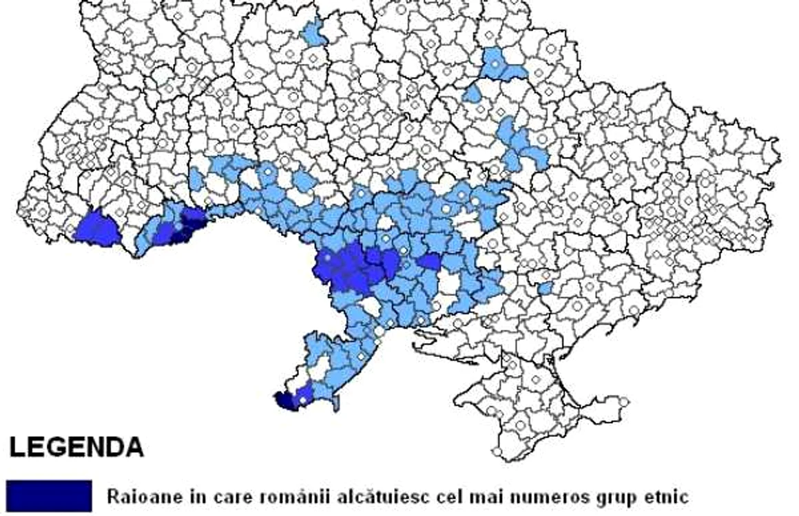 Imagine cu raionele in care locuiesc romani