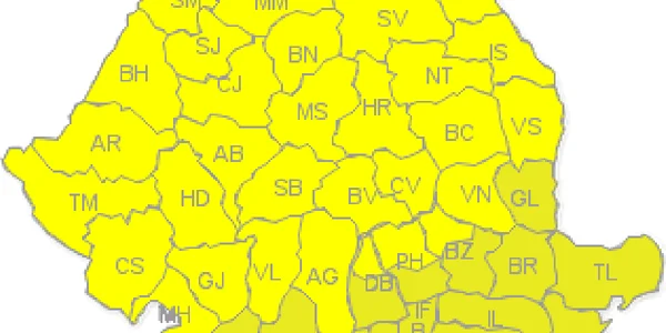 Meteorologii au emis o avertizare de cod galben de furtună