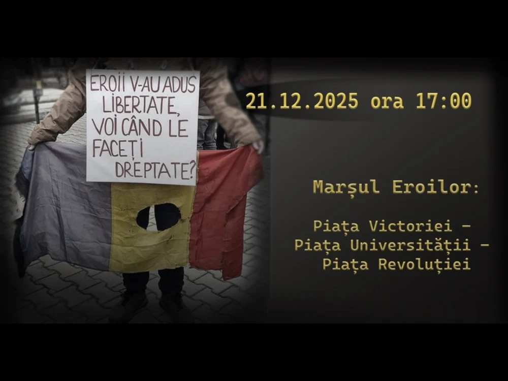 Marș memorial în București pe 21 decembrie pentru cei uciși la Revoluție. „Nu putem vorbi despre justiţie în România fără pedepsirea celor vinovaţi”
