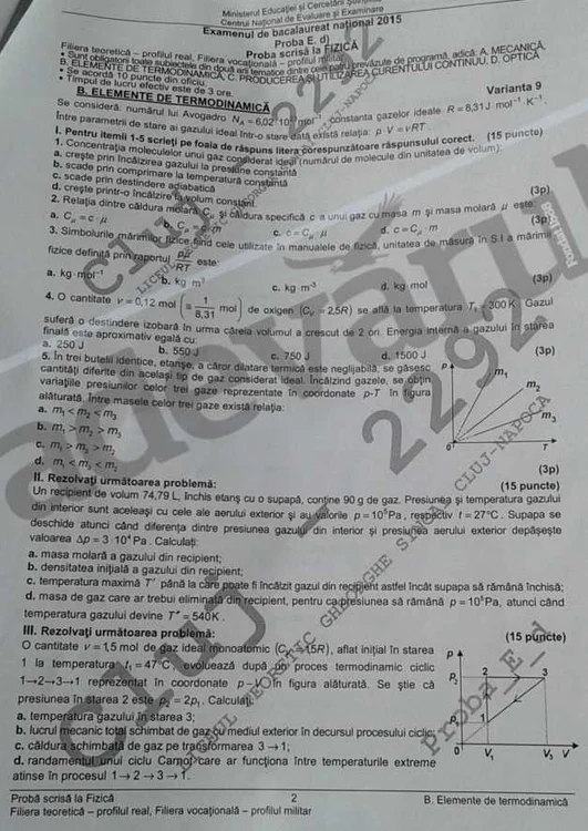 Subiecte bac la Fizica