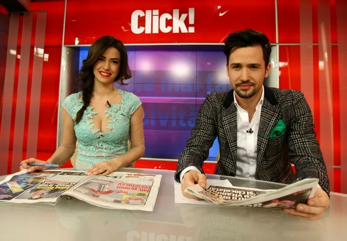 
    Prezentatorii emisiunii Click!, Diana Bart şi Alexandru Constantin  