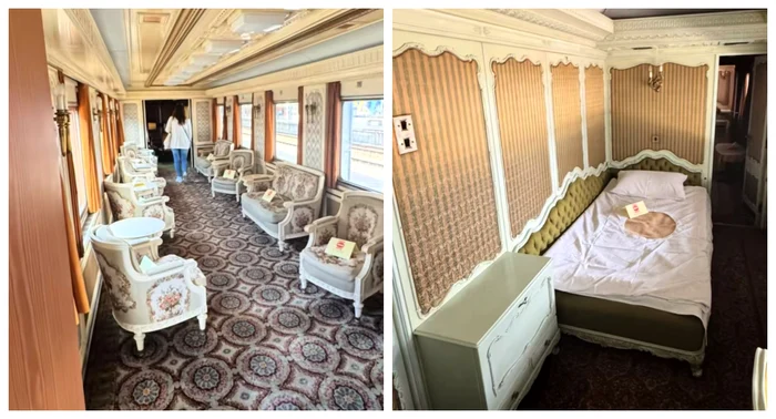 Trenul prezidențial al lui Nicolae Ceaușescu / FOTO: Colaj captură video TikTok