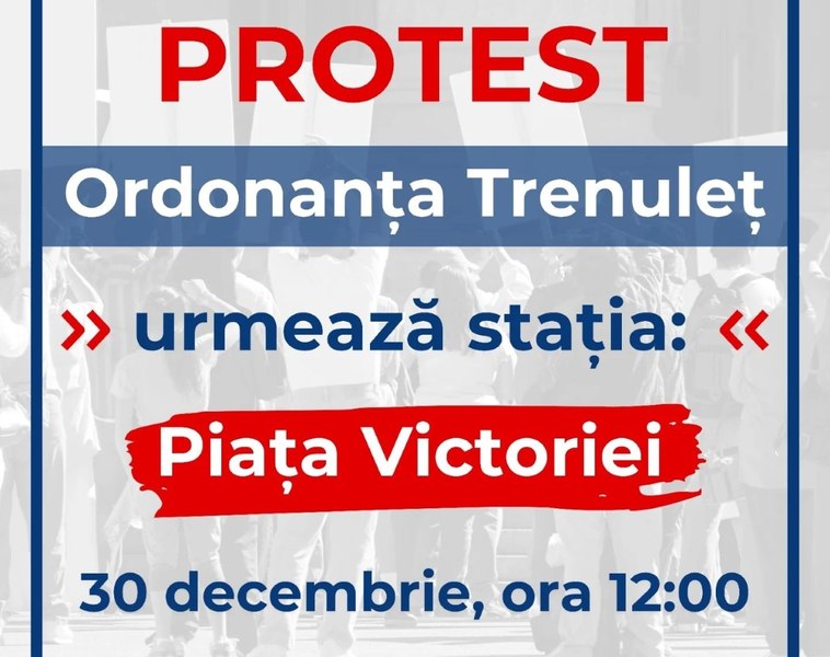 Studenţii protestează pe 30 decembrie. „Ordonanța Trenuleț: Urmează stația Piața Victoriei”