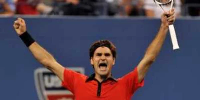 Roger Federer la finalul unui meci câştigat la US Open