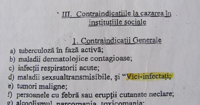 Extras din instrucţiunea Ministerului Muncii pentru instituţiile sociale