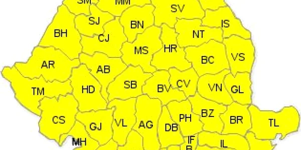 Codul Galben esta valabil până mâine (sursa: www.meteoromania.ro )