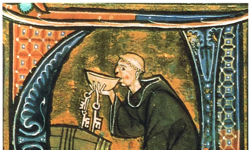 Monk sneaking a drink jpg
