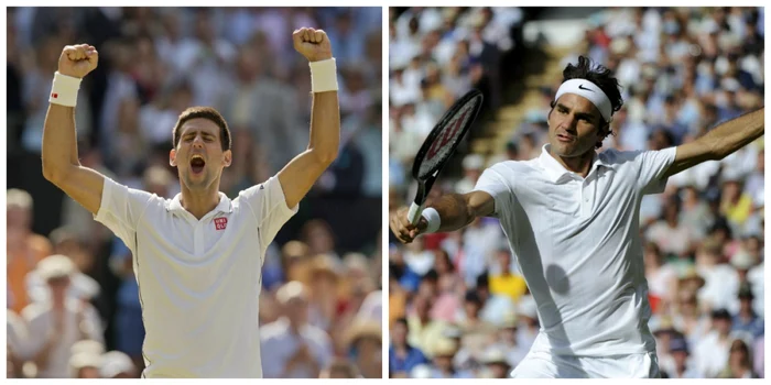 Djokovici (stânga) şi Federer