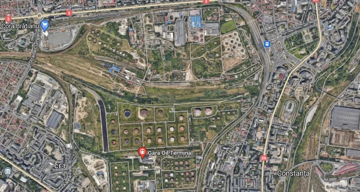 Terenul Oil Terminal vizat de proiect - sursa: Google Maps