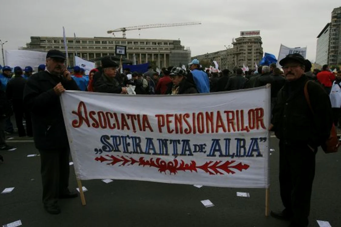 Imagini de la protestele sindicale din Piata Victoriei