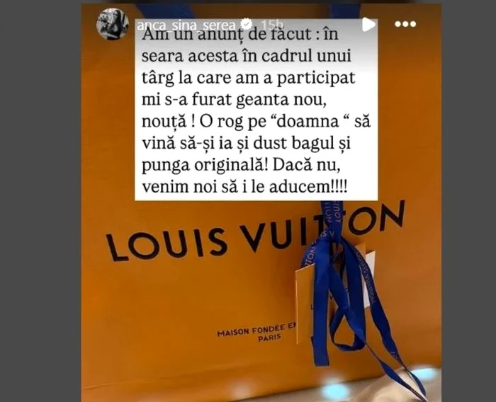 anunt anca serea, foto Instagram jpg