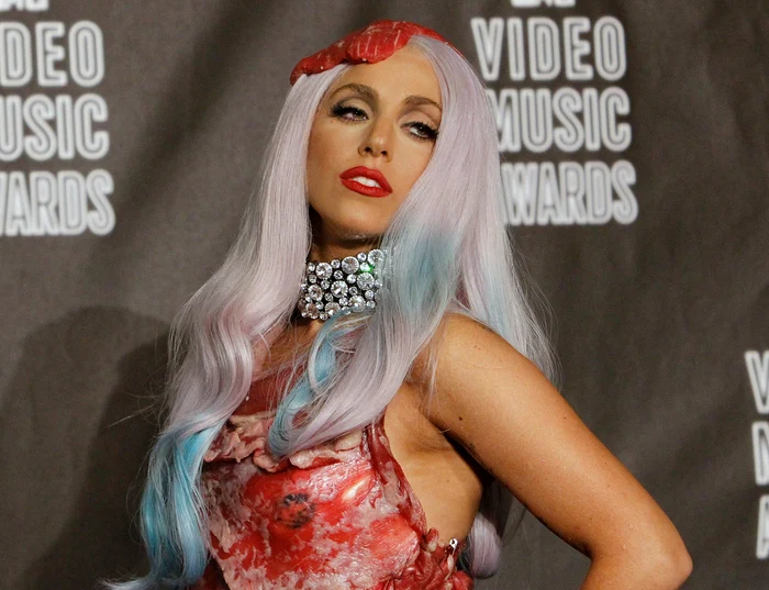 Lady Gaga, rochie din carne la MTV Video Music Awards 2010, Los Angeles! (Reuters)