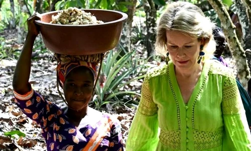 Regina Mathilde intr o plantatie de cacao din Coasta de Fildes   Casa Regala belgiana (1) jpg