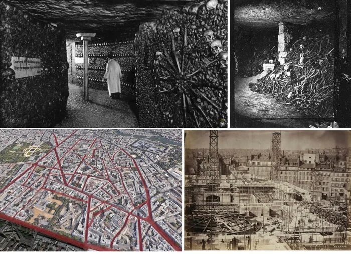 Catacombele misterioase ale Parisului - imagini de arhivă Colaj YouTube
