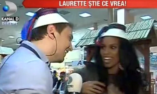 Laurette a încercat straiele de maramureşancă  (captură Kanal D) jpeg