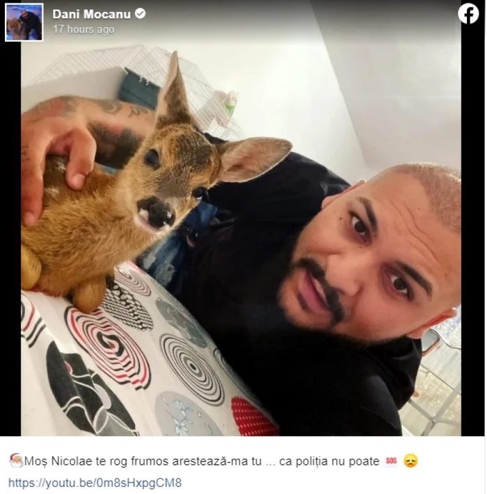 
    Manelistul s-a pozat alături de un pui de căprioarăFoto: Facebook  