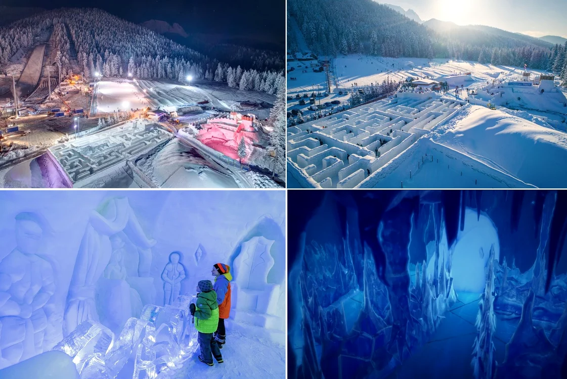 Snowlandia în Zakopane Polonia cel mai mare labirint de zăpadă Colaj zakopane pl