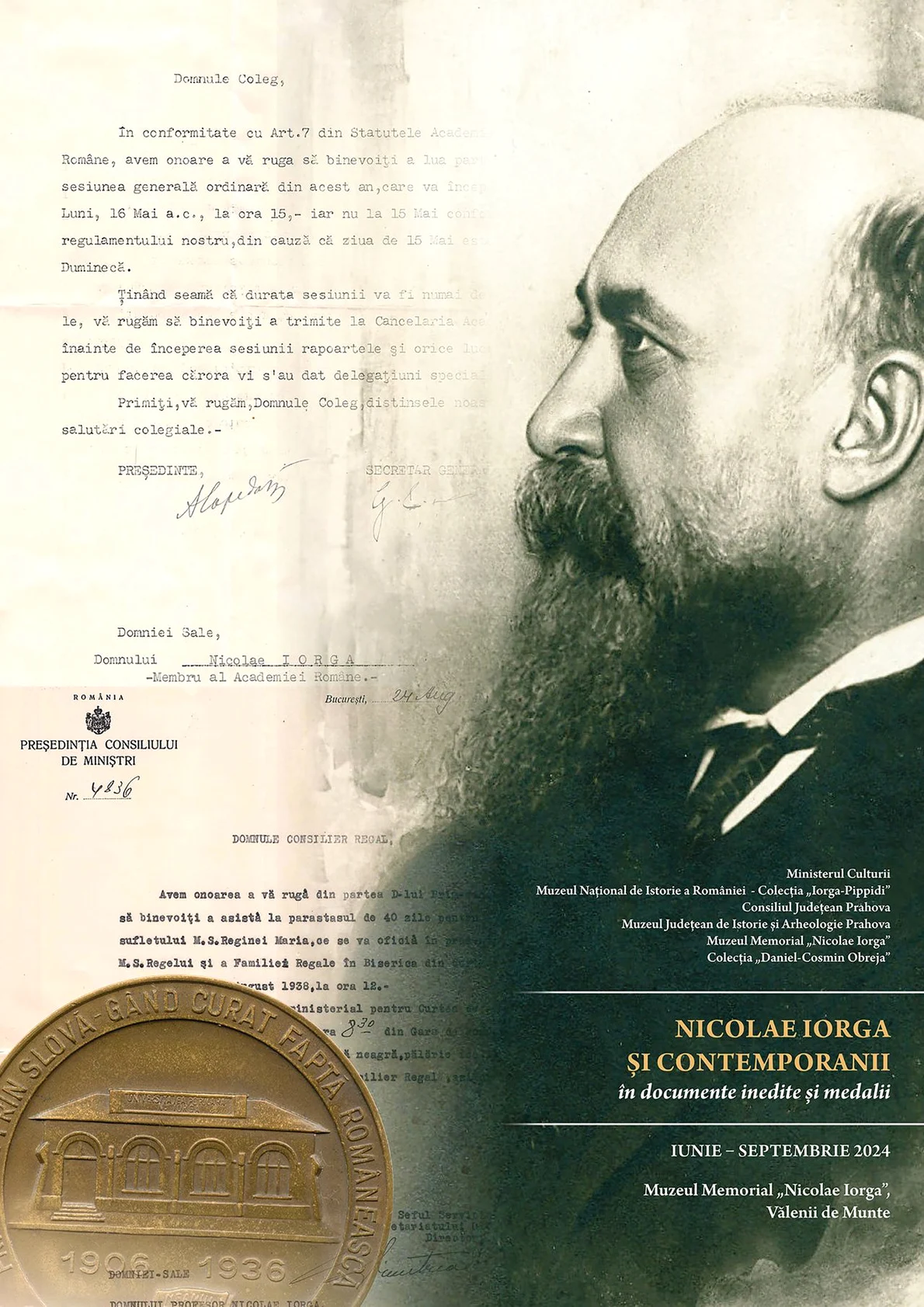 Afiș Deschiderea expoziției Nicolae Iorga și contemporanii Muzeul Memorial Nicolae Iorga Vălenii de Munte (1) jpg