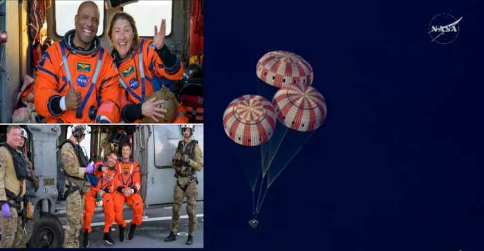 Artemis II a încheiat misiunea istorică în jurul Lunii, echipajul a revenit pe Pământ. Foto: NASA