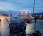 Ciocnire între microbuz și autoturism în Sibiu FOTO: ISU Sibiu