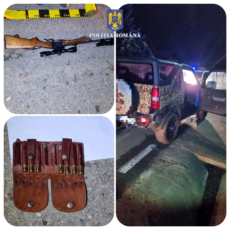 Armă și cartușe confiscate într-un caz de braconaj FOTO Poliția Neamț