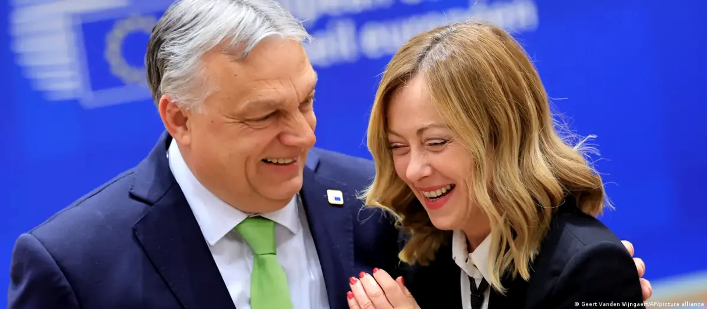 Premierii maghiar şi italian, Viktor Orban şi Giorgia Meloni la summit-ul UE desfăşurat în martie