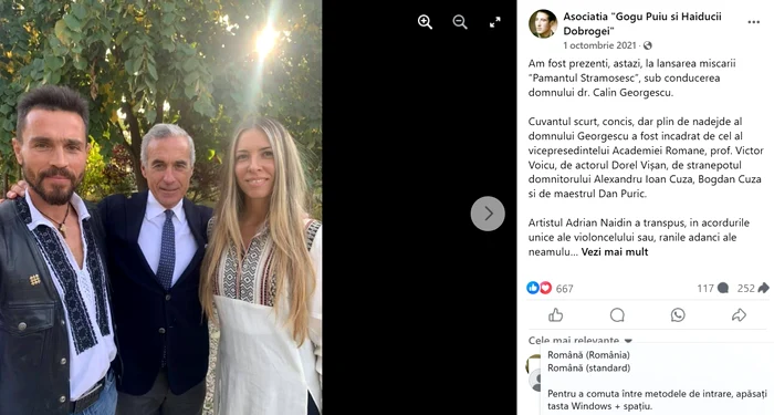 Călin Georgescu, alături de soții Sechila FOTO: FB/Asoc. Gogu Puiu