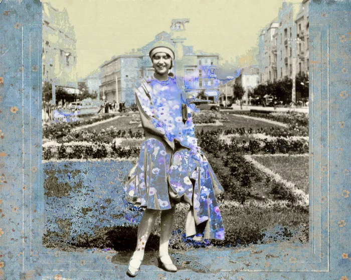 Renée Renard - Diminescu Zoe Coste, în centrul oraşului Timişoara, 1932
