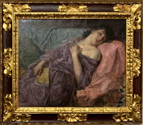 Nicolae Vermont, „Femeie adormind cu cartea în mână”, 1915, ulei/pânză (© Muzeul Nicolae Minovici)