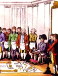 Inițiere masonică. Imagine colorizată a unei gravuri de la 1745
