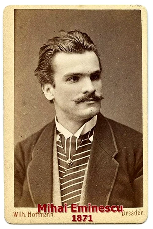 istoricii au găsit această fotografie aproape necunoscută, din 1871, realizată în localitatea Dresden, pe când Mihai Eminescu avea 21 de ani