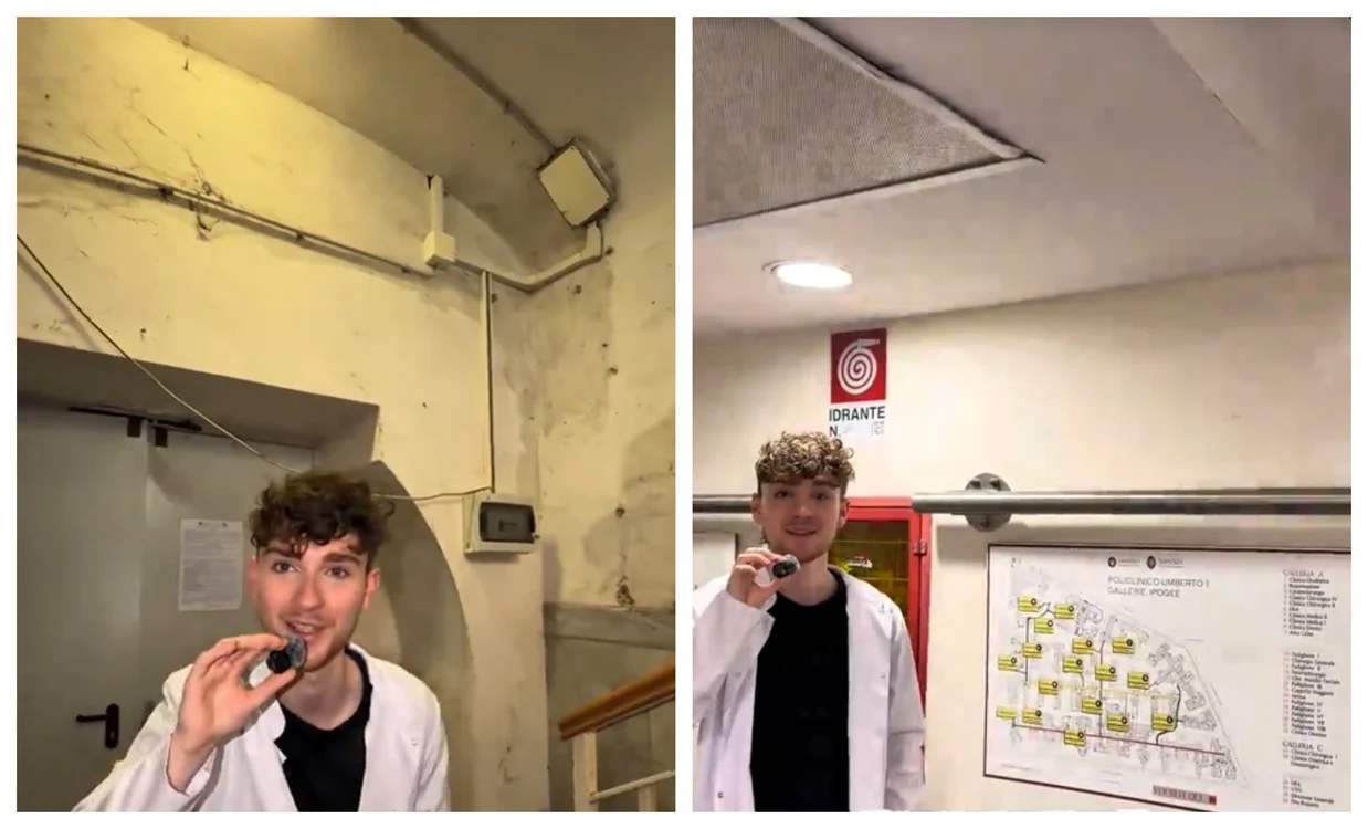 Student român a filmat tunelurile subterane dintr-un spital din Italia / FOTO: Colaj captură video