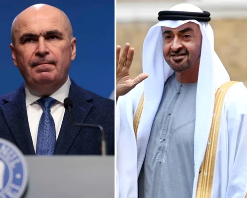 Ilie Bolojan si Mohamed bin Zayed Al Nahyan foto colaj inquam photos (George Călin) si epa efe png