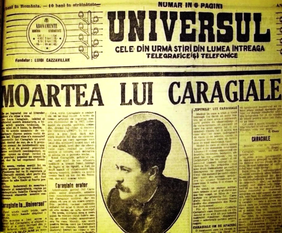Ziarul „Universul” - articol despre moartea lui Caragiale