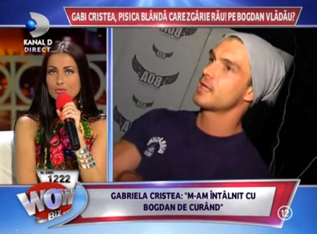 Gabriela Cristea nu este prea încântată de o posibilă relaţie cu Bogdan Vlădău, deşi recunoaşte că etse un bărbat frumos (captură: Kanal D)