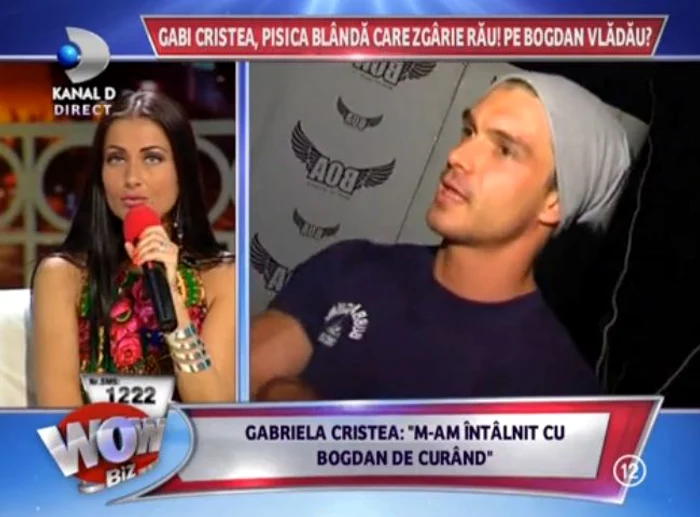 Gabriela Cristea nu este prea încântată de o posibilă relaţie cu Bogdan Vlădău, deşi recunoaşte că etse un bărbat frumos (captură: Kanal D)